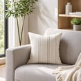 thumbnail image 3 of Striped Decorative Throw Pillow Covers 18x18 Inch for Living Room Couch Bed Sofa, Farmhouse Boho Home Decor,Patchwork Textured Square Cushion Case, 3 of 7