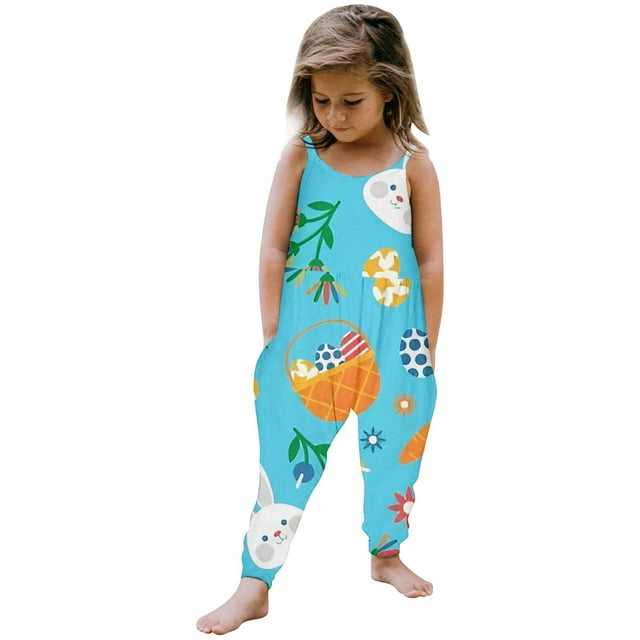 YWOAGH Robes pour Filles Ensemble de Pyjamas de Pâques pour Enfants Salopette à Bretelles Style Lièvre Pantalons pour Jouer Robes pour Filles Rose Vif