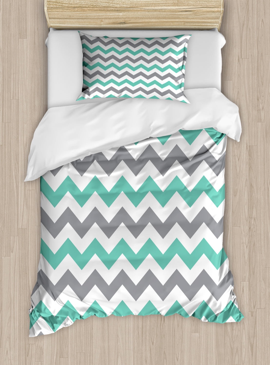 Chevron Duvet Cover Set, Chevron Pattern Geometric Wavy Zigzag