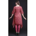thumbnail image 3 of Bimba Pink Leaves & Blooming Camellias Floral Asymmetric Kurta Indian Tunic Tops For Women Printed Indian Clothing X-Large, 3 of 6