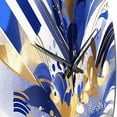 thumbnail image 3 of Designart "Cubist Kaleidoscope in Blue and White I" Cubism Oversized Wall Clock, 3 of 5