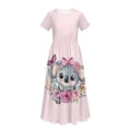 thumbnail image 5 of Uourmeti Tween Girls Maxi Dress Short Sleeve Round Neck Casual Flowy Cute Koala Rose Print Summer Long Dress for Girls Big Kids, Size 9-10 Years, 5 of 7