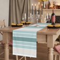 thumbnail image 2 of Teal Aqua Stripes 108 Inch Table Runner, Minimalist Abstract Vertical Lines Farmhouse Dresser Scarf Cotton & Linen Tablerunner for Dining/Kitchen Island/Holiday Party Décor 13" x 108", 2 of 9