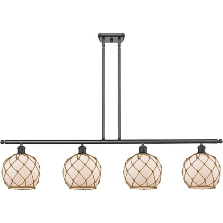 

Matte Black Tone Island Lighting 48 Wide White with Brown Rope Glass Steel/Cast Brass/Glass Medium Base LED 4 Light Fixture