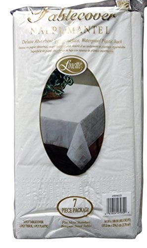 Linette 7 Piece 3-Ply Table Cover Linette Absorbent Waterproof Plastic Back White 1245