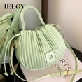 thumbnail image 2 of IELGY women's fresh green pleated portable bucket bag, versatile shoulder messenger bag, 2 of 2