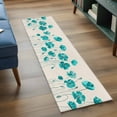 thumbnail image 3 of 2'x6' Rug Runners for Hallways Kitchen, Turquoise Flowers Non Slip Entryway Beside Floor Carpet Runner, Spring Retro Watercolor Botanical Floral Laundry Room Bedroom Throw Rugs Mat for Family Pet, 3 of 8