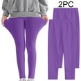 thumbnail image 2 of Girl's Leggings Multipack, 2 Pack Cotton Soft Leggings for Girls 3-12 Years, Stretch Elastic Waist Pull on Pants (3 Years, Purple 02), 2 of 7