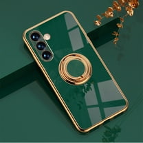 Decase for Samsung Galaxy A13 Case for Women Girls TPU 360 Rotation Ring Stand Cases with Stand Glitter Plating Edge Work with Magnetic Mount Slim Luxury Cover, Darkgreen