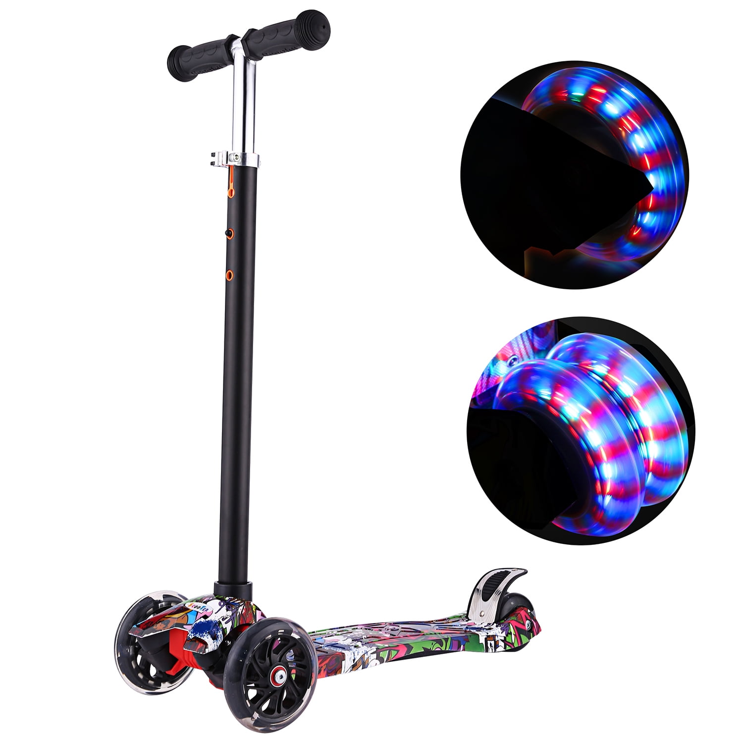 Hifashion Kick Scooter for Kids, Kids Scooter with 4 LED Light-Up Wheels, Adjustable Height