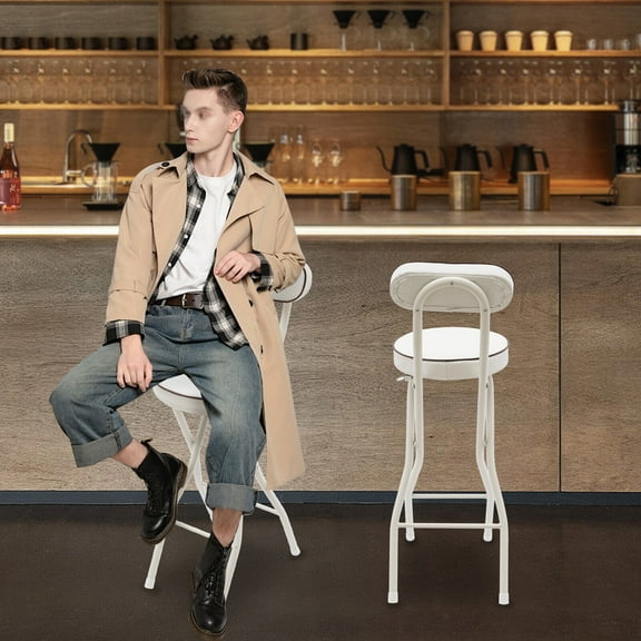 Bar Stool Folding Padded Seat Pu Cushion Barstool for Indoor Restaurant Cafe