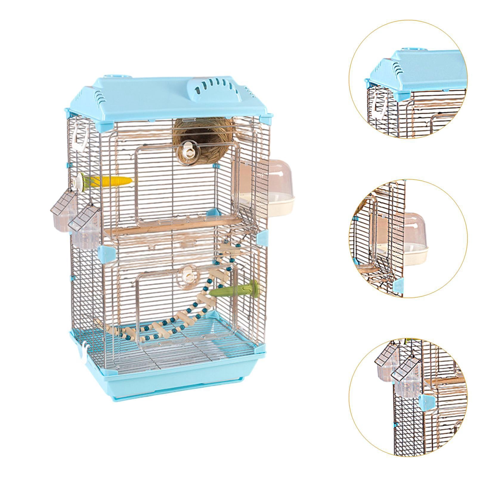 Serenable Bird Cage Birdcage Breathable Transparent Acrylic Home Decor with Stand Accessories Parrot Cage for Lovebirds Small Pet Birds blue