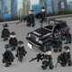 thumbnail image 4 of Juegos de bloques de construcción coches de policía negros muñecas de policía juguetes de montaje de partículas pequeñas 24 + j779 colores del desierto, 4 of 4