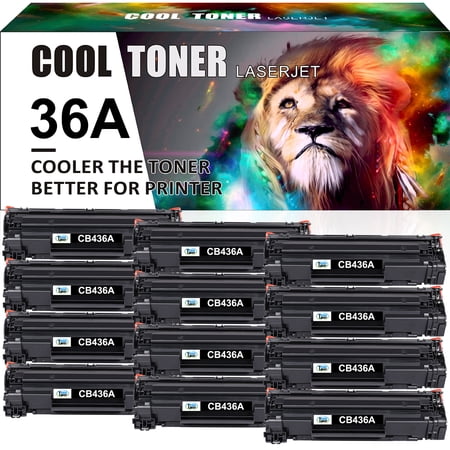 Cool Toner Compatible Toner Replacement for HP 36A CB436A for P1505 M1522n M1522nf P1102w M1212NF M1217nfw P1109w P1006 Printer (Black  12-Pack)