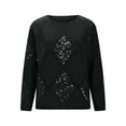 thumbnail image 4 of Fznquz Sweater Women Dressy Casual Cotton Pullover Sweater Long Sleeve Soft Sequin Black Knitted Winter Outfits Women Trendy, 4 of 9
