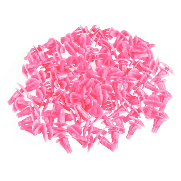 Unique Bargains 100 Pieces Auto Car 6 x 4mm Pink Door Bumper Fender Plastic Rivets Retainer