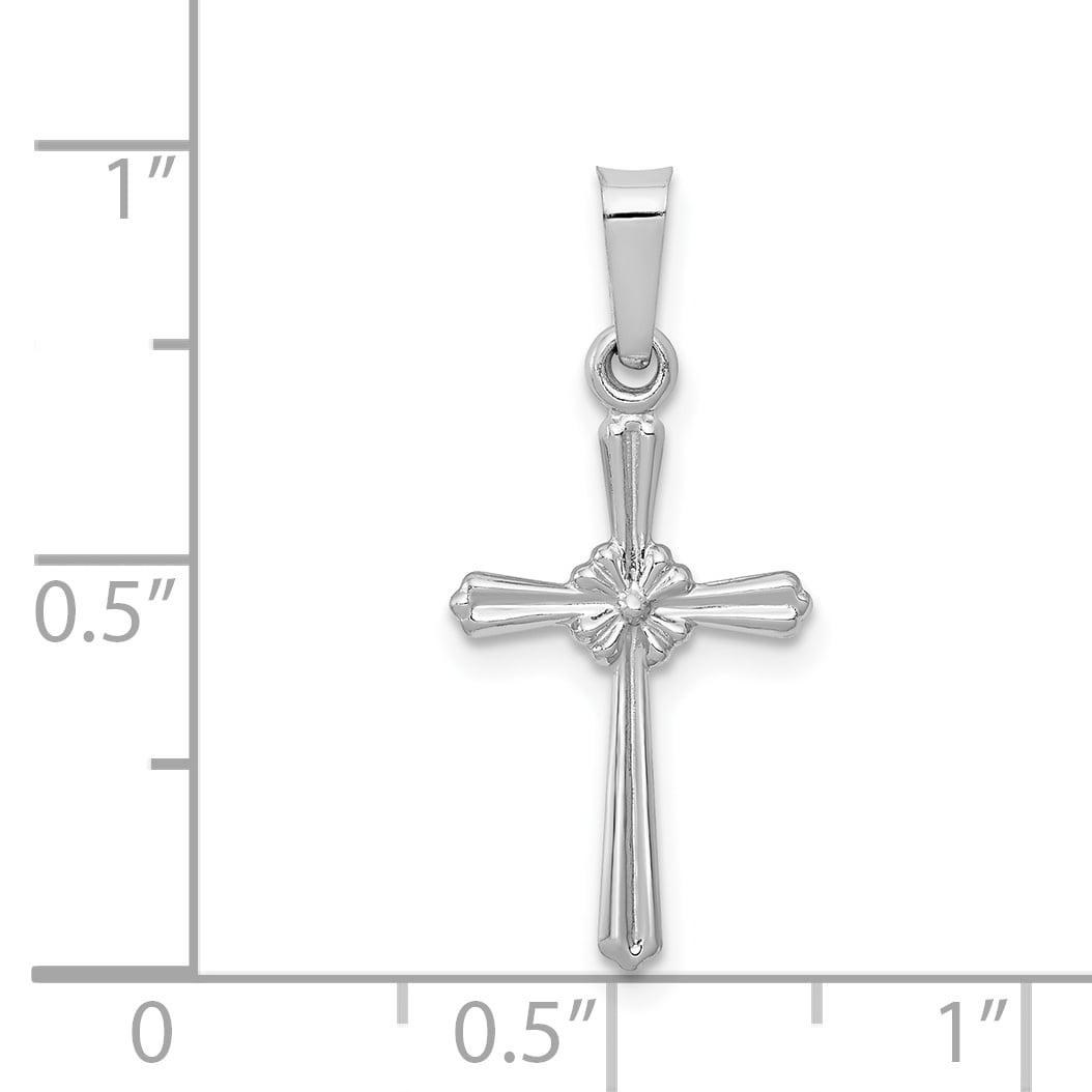 14K Yellow Gold Flower Center Cross Charm Pendant