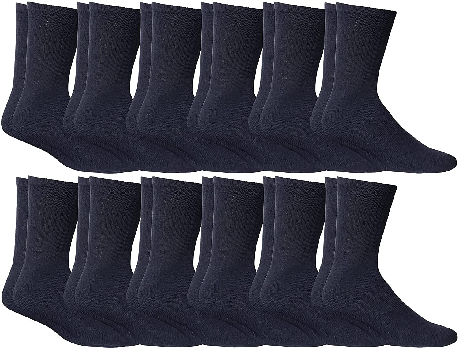 NAVYSPORT Mens Solid Cushion Comfort Cotton Crew Socks Pack of 5 Pairs 