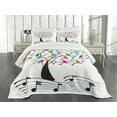 thumbnail image 3 of Ambesonne Music Quilted Bedspread Set 3 Pcs, Tree with Notes Happiness, King Size, Multicolor, 3 of 5