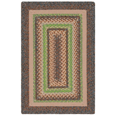 SAFAVIEH Braided Marco Bordered Machine Washable Reversible Area Rug, Brown/Green, 2' x 3'
