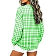 thumbnail image 5 of Women's Gingham Plaid Sweatshirt Crew Neck Long Sleeve Loose Fit Casual Pullover Top, 5 of 7