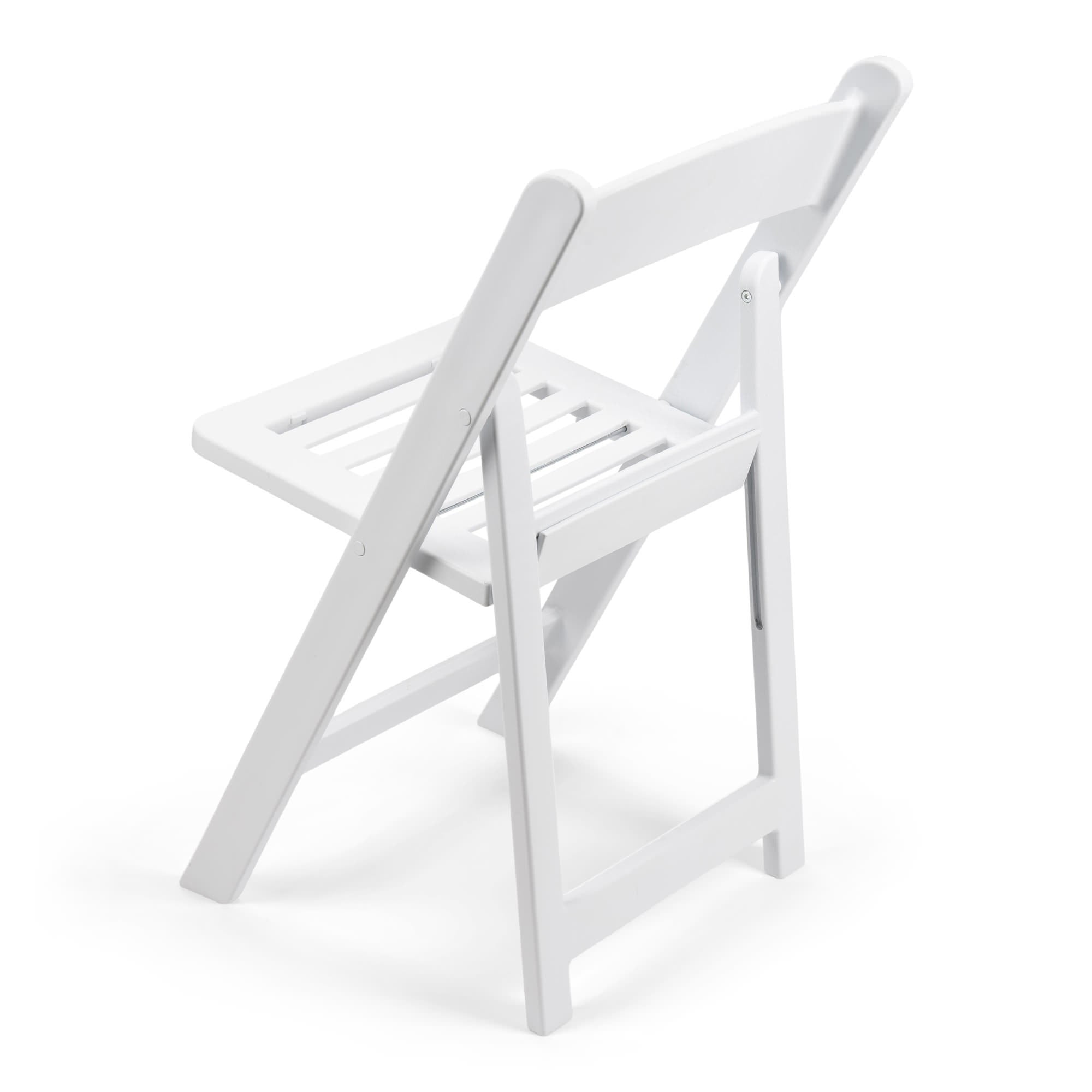 TitanPRO White Resin Folding Chairs with Slatted Seats, 4 Pack