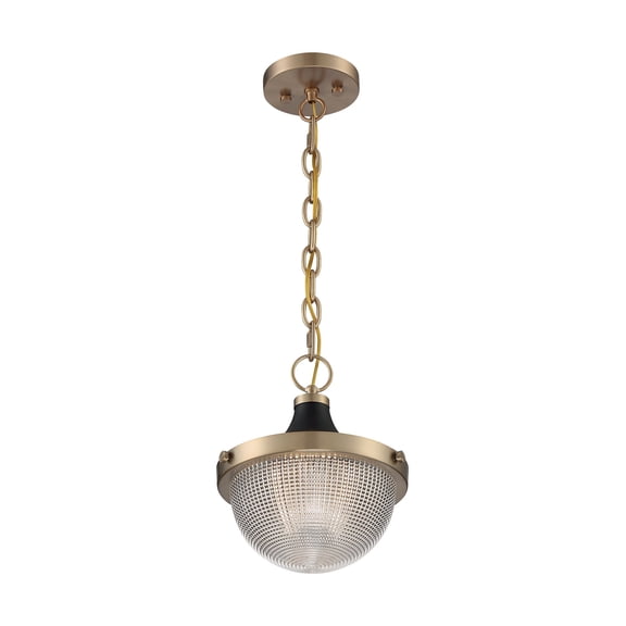 60/7059-Nuvo Lighting-Faro-1 Light Small Pendant in Transitional Style-10 Inches Wide by 11.38 Inches High-Burnished Brass/Black Finish
