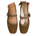 thumbnail image 3 of HXWCHs Women's Casual Low Heel On Shoes with Square toe and Retro Ankle Strap for Comfortable Everyday Walking 9.5 Brown, 3 of 8