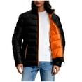 thumbnail image 2 of BXJX Women's Hooded Puffer Jacket- Stand Collar Zip-Up Quilted Casual Coat with Front Pockets Orange Size 3XL, 2 of 4