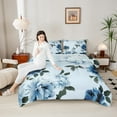 thumbnail image 4 of Feelyou Blue Fashion Flower Queen Comforter Set, Watercolor Floral Bedding Sets, Teens Adult Women Girls Reversible Bedding Comforter Set, Luxury Bedroom Decor, 3 Pieces, 4 of 8
