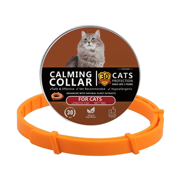 View of Small Medium Soft Reduce Anxiety Orange Calming Collar For Dog Cat ...