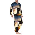 thumbnail image 2 of Fotbe Azure Sky Western Desert Cowboy Pijama de Hombre con Estampado de Manga Larga, Conjunto de 2 Piezas, Ropa de Dormir Suave y Cómoda con Bolsillos-Large, 2 of 7