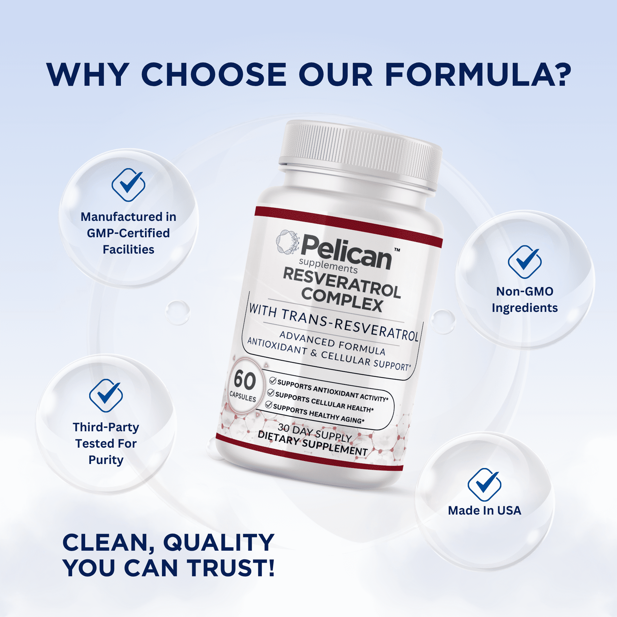 Pelican Resveratrol Complex – Advanced Antioxidant & Cellular Support Formula – 60 Capsules