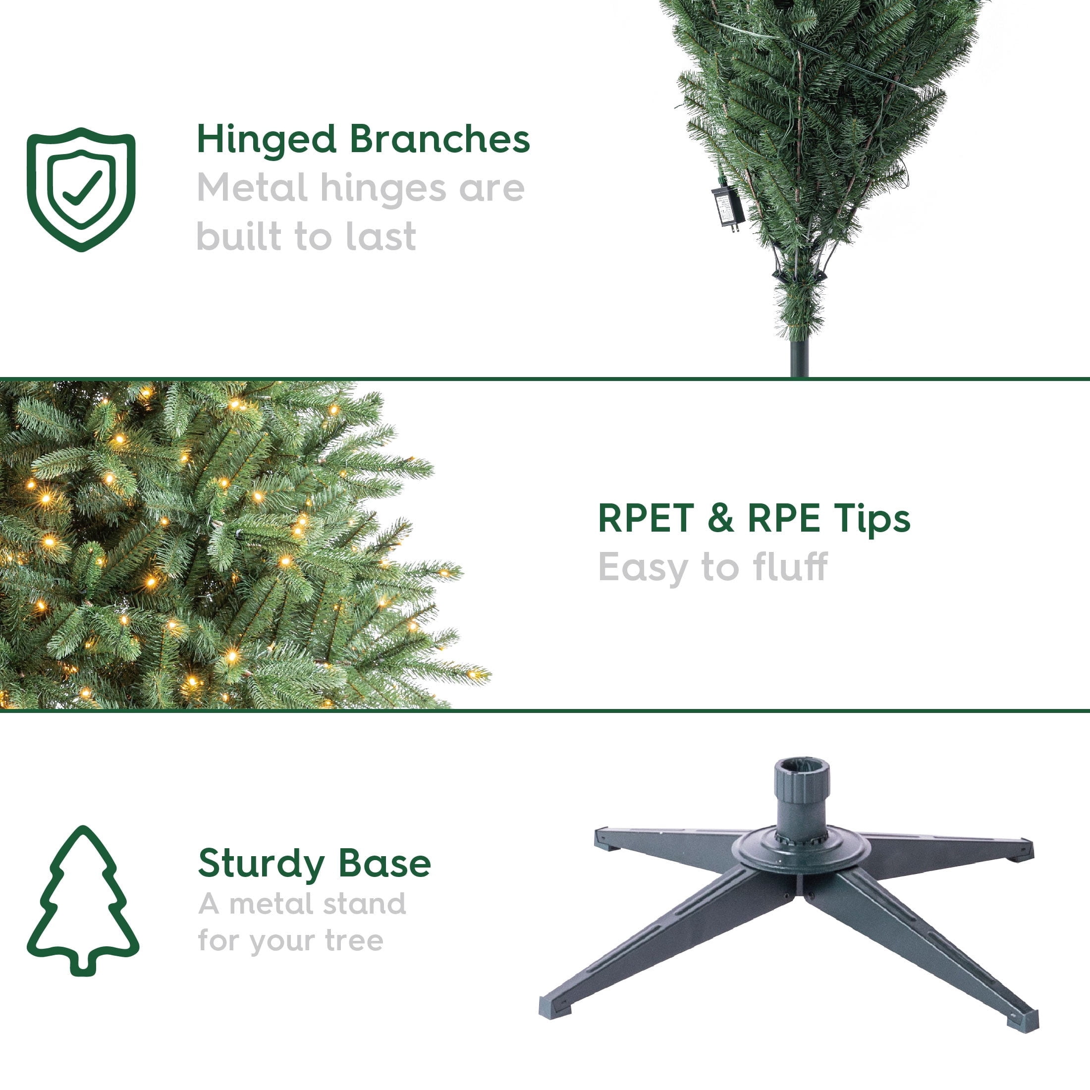9' Pre-Lit Birchwood Fir Green Artificial Christmas Tree with 700 Warm White Twinkle LED Lights, Quick Set, and Stand, by Holiday Time
