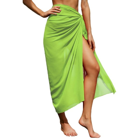 ALSLIAO Women Bikini Cover Up Swimwear Sheer Beach Wrap Skirt Sarong Pareo Dress Green
