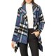 thumbnail image 5 of Abrigo delgado con cuello de solapa asimétrico de cuadros para mujer Inspire Chic, M azul, 5 of 7