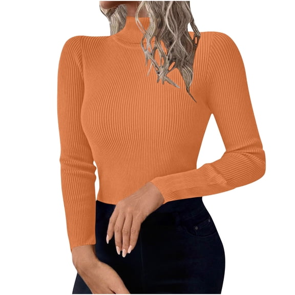 yillto Womens Mock Turtleneck Fall Long Sleeve Shirts Ribbed Knit Slim Tops Soft Base Layer Sweater