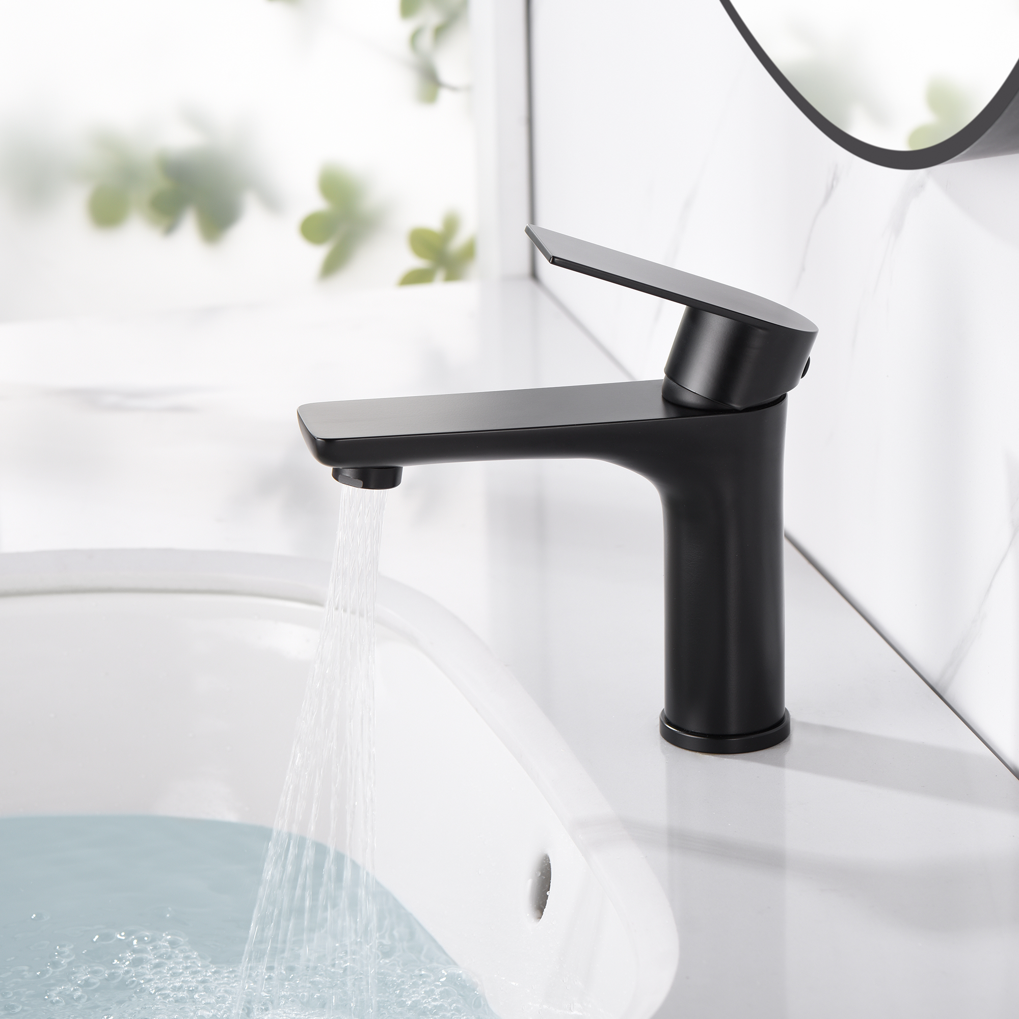 sumerain Bathroom Faucet Single Handle Bathroom Sink Faucet Single Hole Matte Black Lavatory Vanity Faucet with Water Supply Lines
