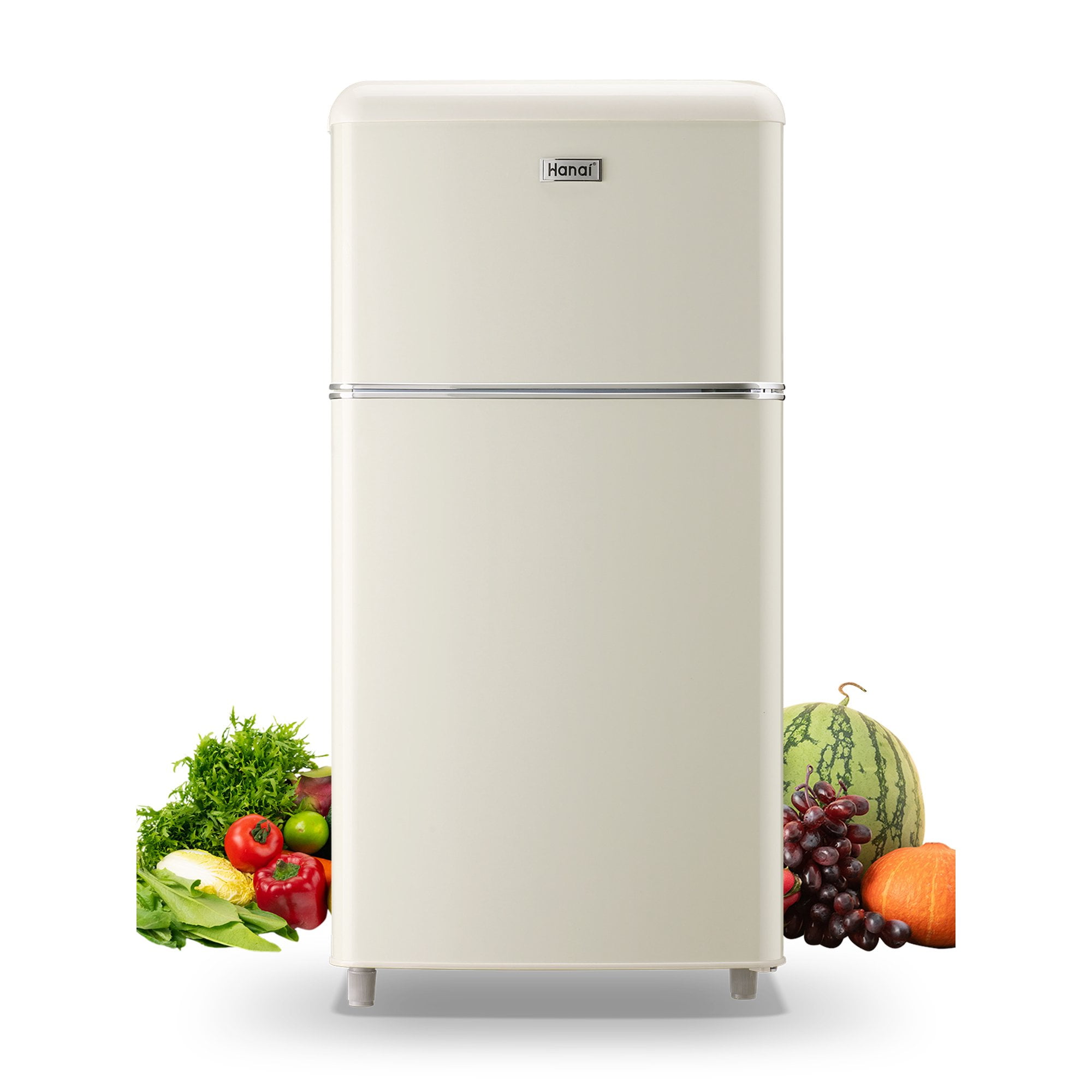 WANAI Compact Refrigerator 3.2 Cu.Ft Retro White Fridge With Freezer 2