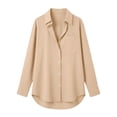 thumbnail image 4 of Luvrsol Womens Button Down Shirt Solid Blouse Long Sleeve Loose Tops for Commute & Daily Errands S-2XL, 4 of 5