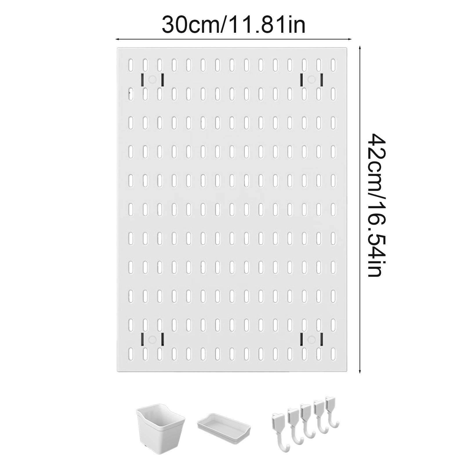 Large No Punch Pegboard Organizer With Hooks Shelf Basket, Multi Functional Drain Storage Rack, Waterproof Plastic Kitchen Bathroom Organizer, No Drill Adhesive Wall Mounted System