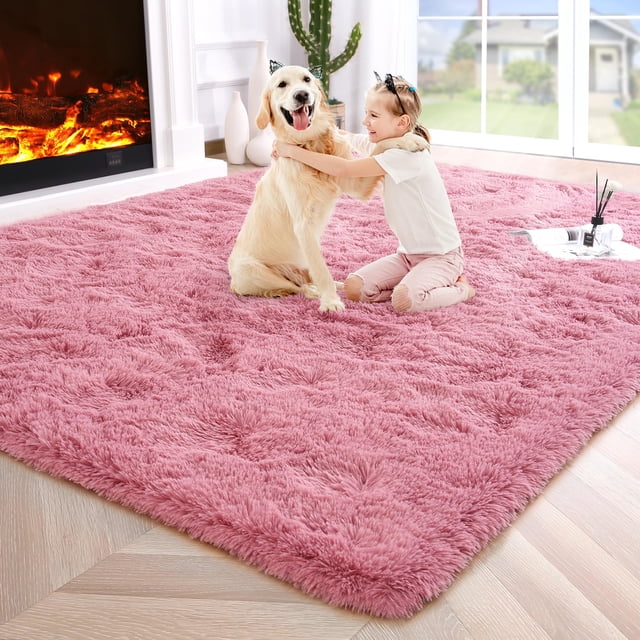 Alfombra de área Noahas Fluffy Blush para dormitorio de niñas 120x180 cm