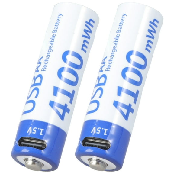 2Pcs LR6 1.5V 4100mWh USB C Rechargeable for Remote Control Small Fan Electric Toy Daily Use