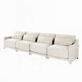 thumbnail image 2 of Modern Beige Chenille Four-seater Sofa with Lumbar Pillow and Solid Wood Frame, 2 of 25