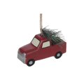 thumbnail image 1 of Ornement En Bois (Camion Rouge Avec L'Arbre), 1 of 1