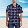 thumbnail image 5 of Uemuo Purple and Blue Squares Printed Regular Fit Short Sleeve Casual Hawaiian Shirt for Men,Aloha shirt,Tropical shirt,Floral print shirt,Vacation Beach shirt-, 5 of 9