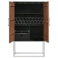 thumbnail image 5 of Borman 2-door Home Bar Cabinet Wine Storage Walnut and Black, 5 of 16