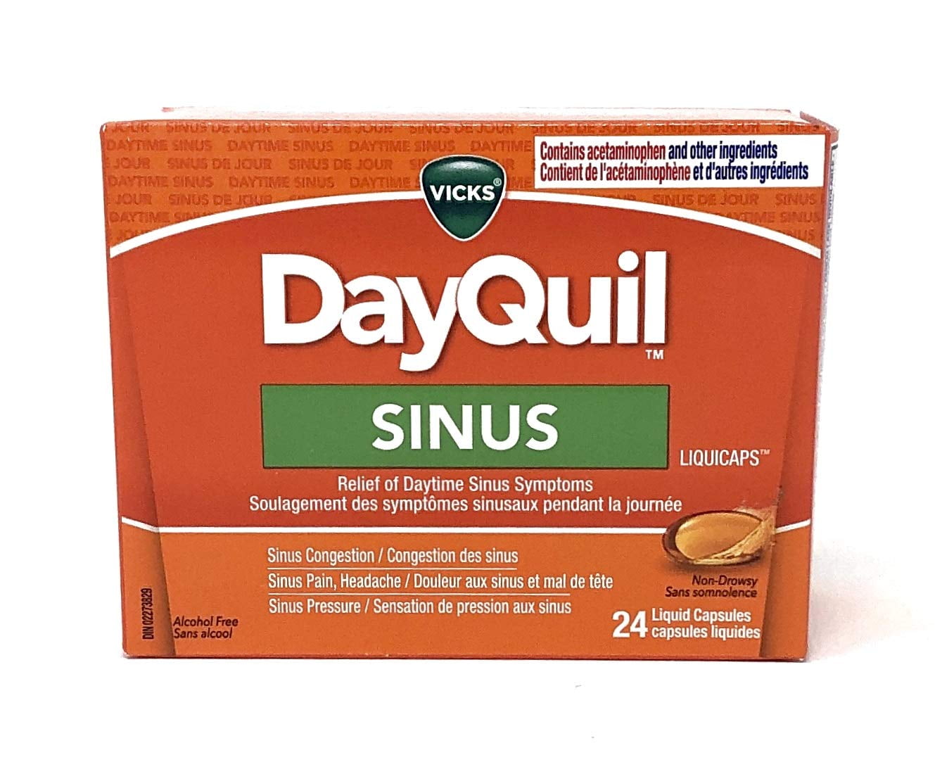 Vicks DayQuil Sinus Liquid Capsules, 24 ct, NonDrowsy, Relieves Sinus Congestion, Sinus Pain