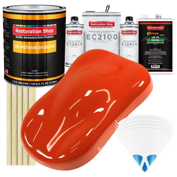 Restoration Shop - Tractor Red Urethane Basecoat with European Clearcoat Auto Paint - Complete Gallon Paint Color Kit - Automotive Refinish Coating