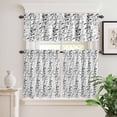 thumbnail image 2 of 3 Piece Kitchen Curtains and Valances Set Black Grey Botanical Cafe Curtains 24 Inch Length Spring Floral Summer Farmhouse Valance & Tier Curtain for Living Room Bedroom Window 54"x18"+27"x24"*2, 2 of 6